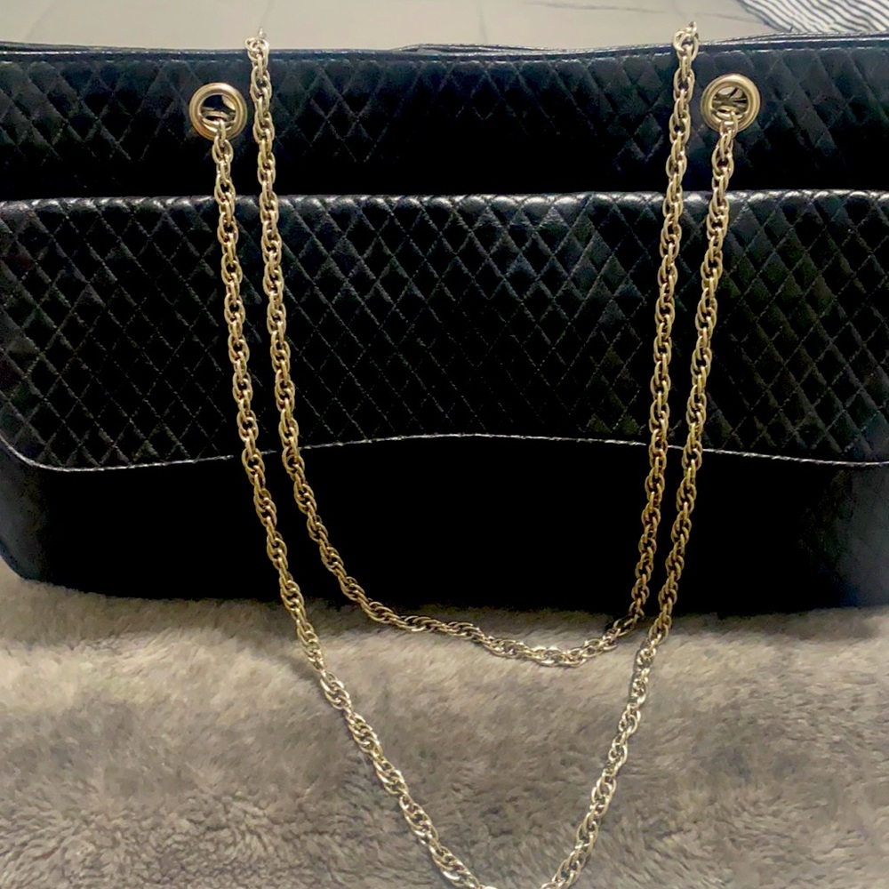 Lancôme Tote with Silver Chain Handle Faux Leather